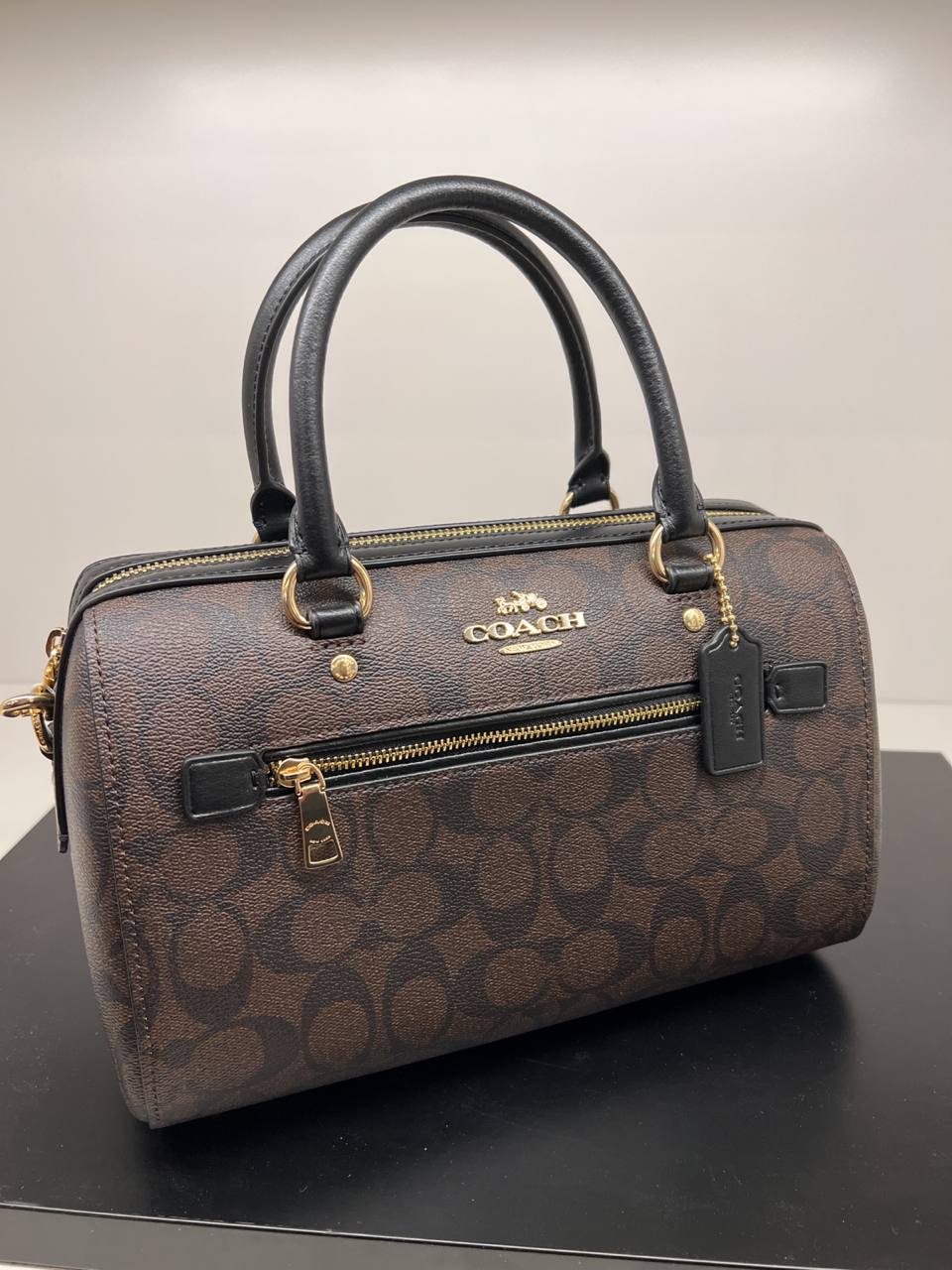 (USA Ready Stock) COACH Rowan Satchel In Signature Canvas Brown Black ...