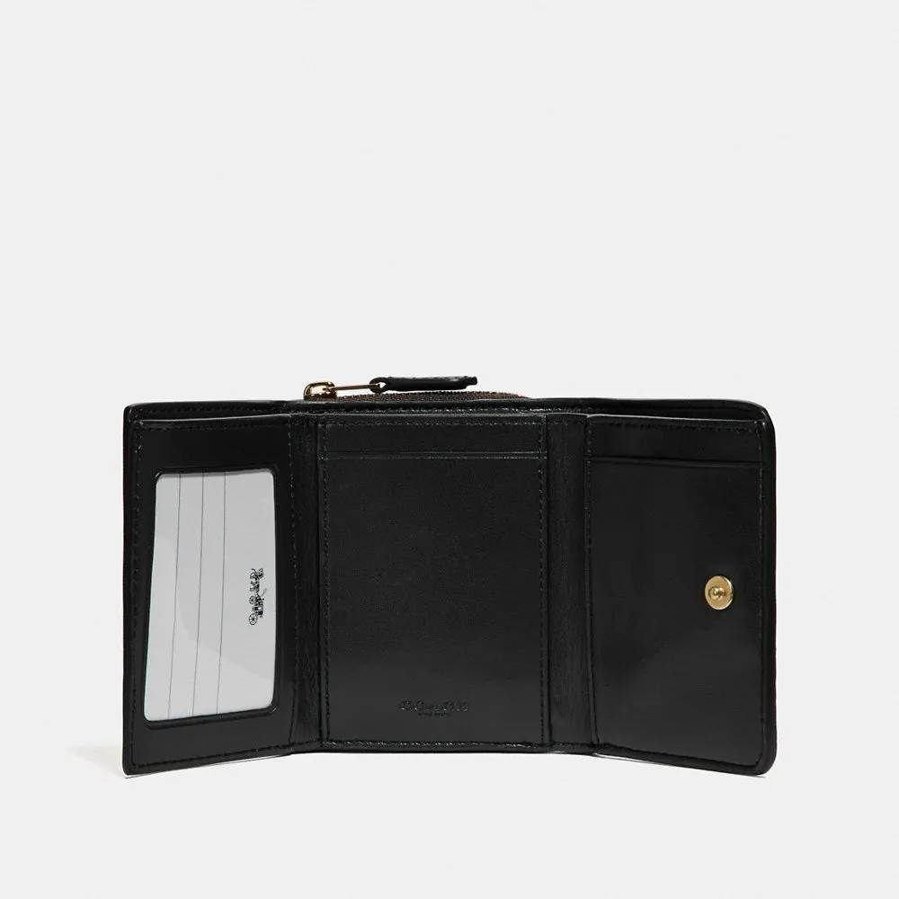 Coach Signature Small Trifold Wallet In Brown/Black - Amory