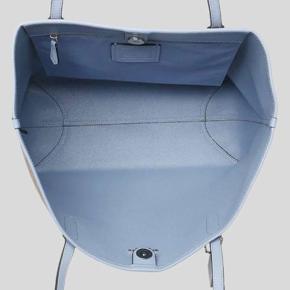 Coach Open City Tote Khaki Marble Blue Amory