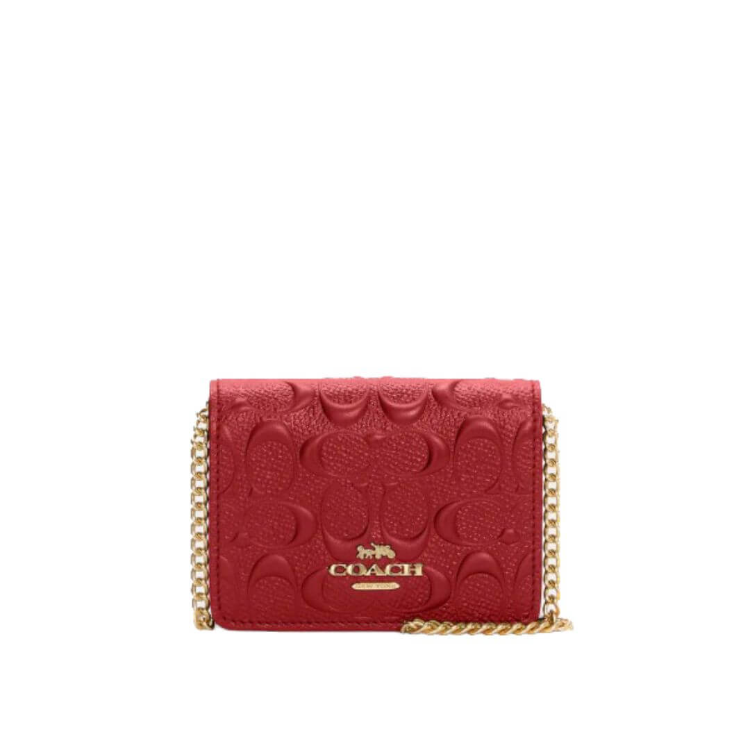 Coach Mini Wallet On A Chain Crossbody Signature Leather in Debossed ...