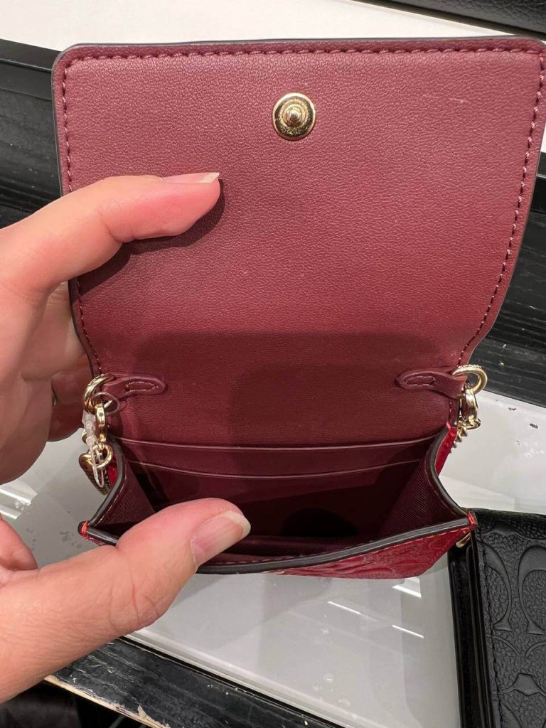 Coach Mini Wallet On A Chain Crossbody Signature Leather in Debossed