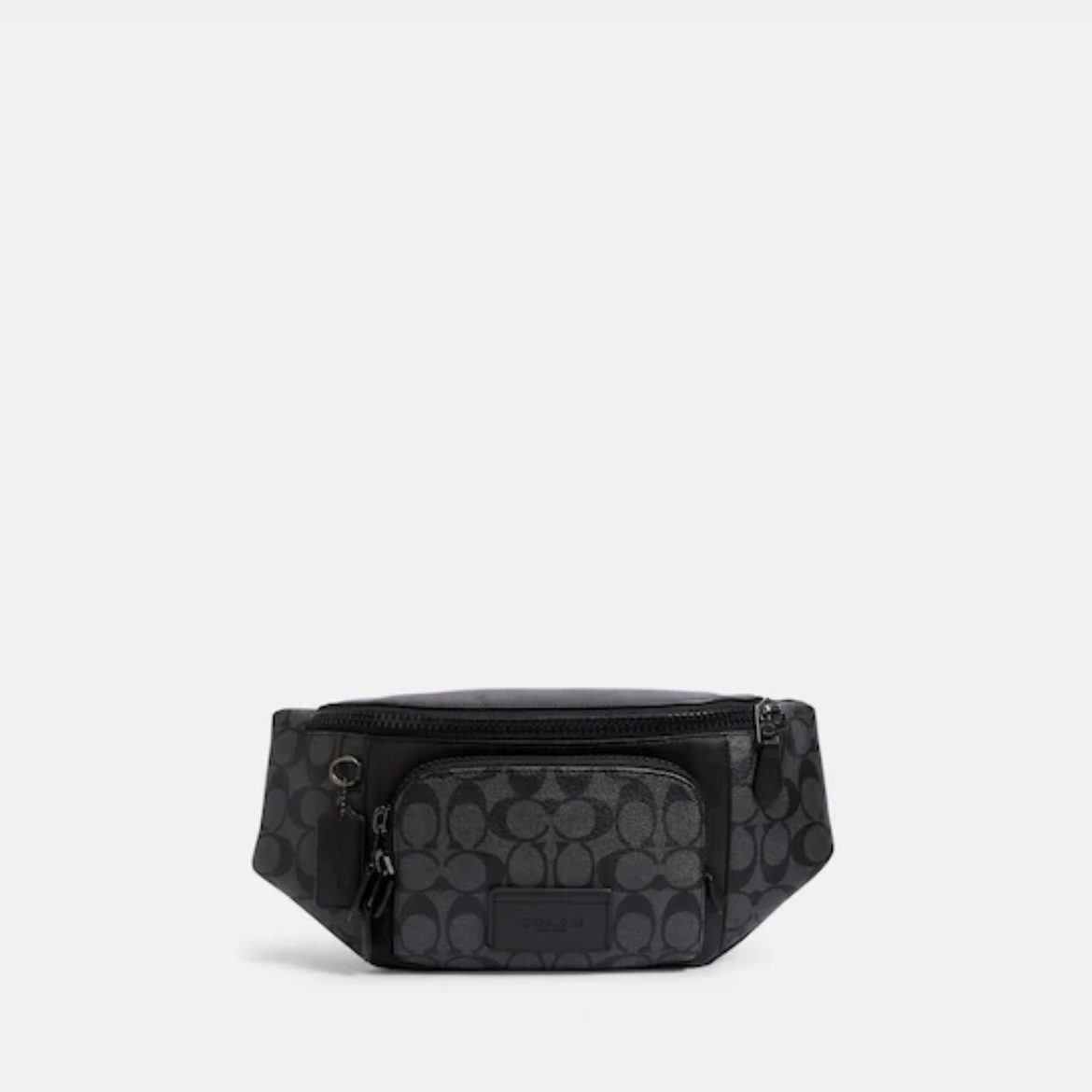 (Pre Order) Coach Track Belt Bag Signature Charcoal Black - Amory