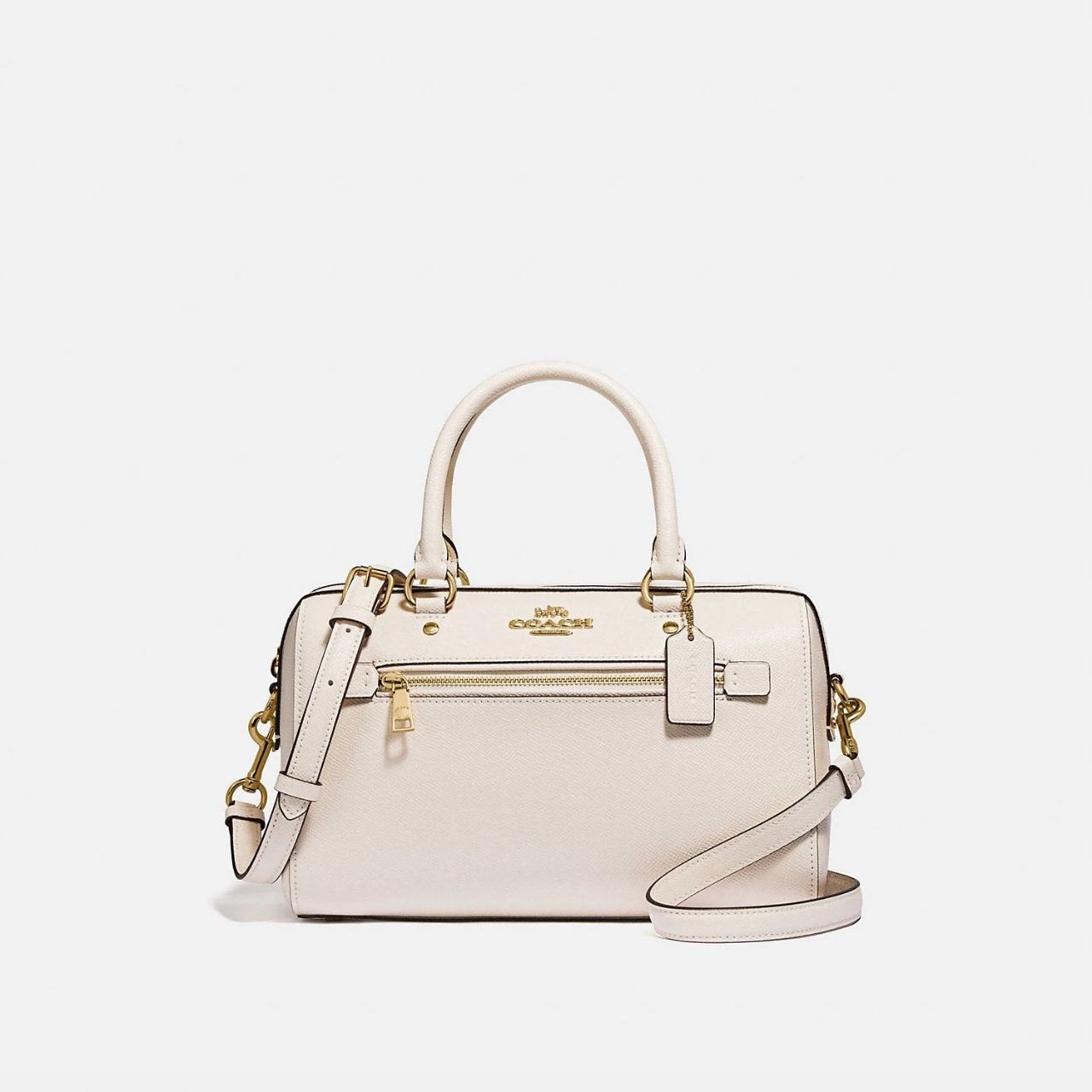 (Pre Order) Coach Crossgrain Leather Rowan Satchel in Chalk - Amory