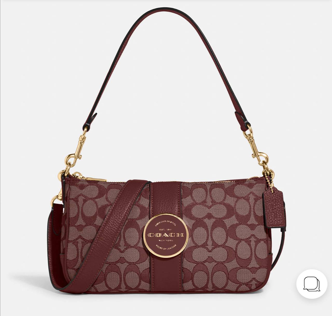 Coach Lonnie Baguette Jacquard Crossbody In Wine - Amory
