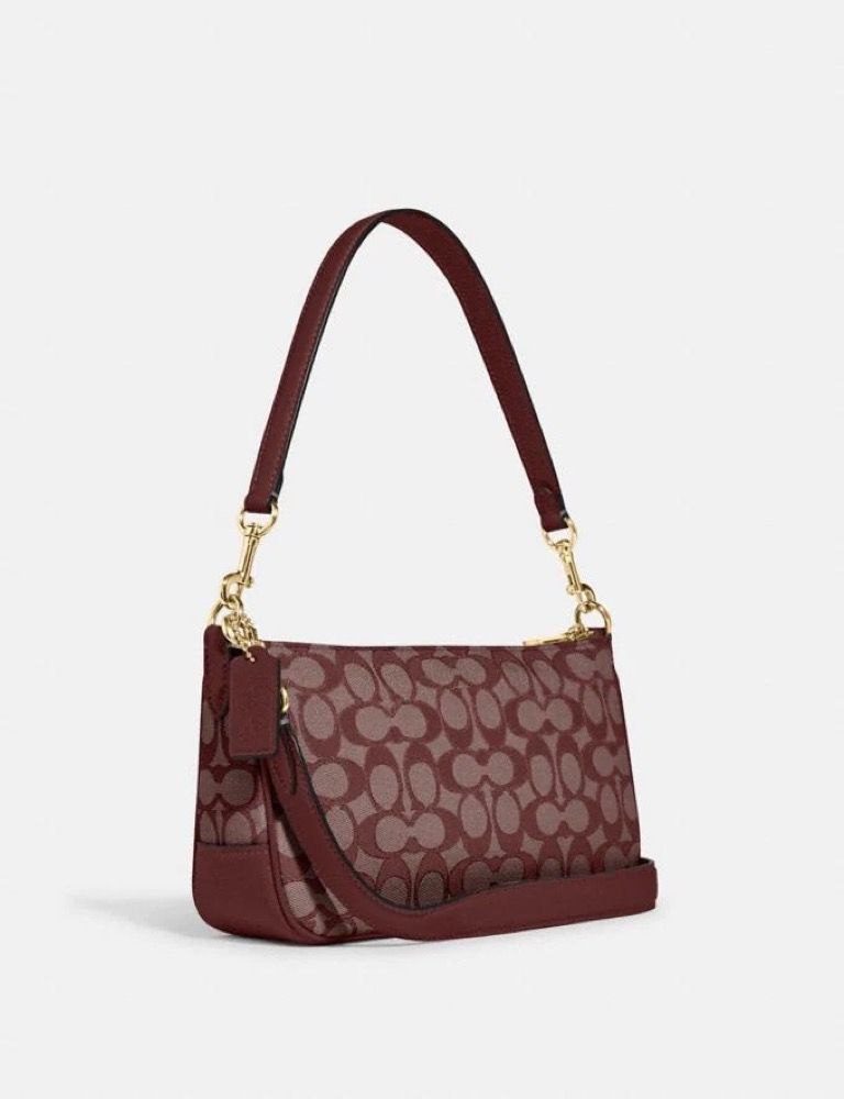 (Pre Order) Coach Lonnie Baguette In Signature Jacquard In Wine - Amory