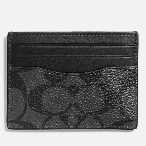 (Pre Order) Coach Slim Id Card Case In Signature Canvas Charcoal Black