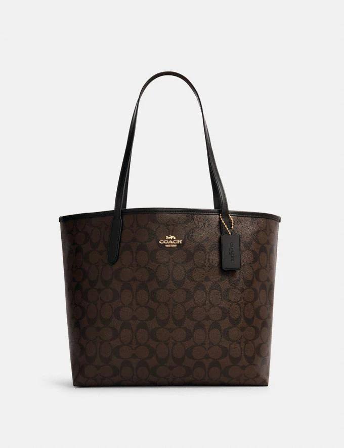 (Pre Order) Coach Open City Tote Brown Black - Amory