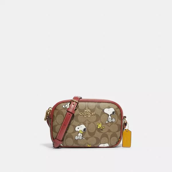 (Pre Order) Coach Mini Jamie Snoopy Woodstock in Khaki/Redwood Multi