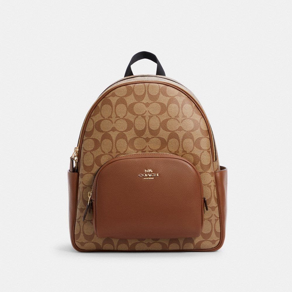 Coach Court Backpack in Signature Canvas in Khaki/Saddle 2