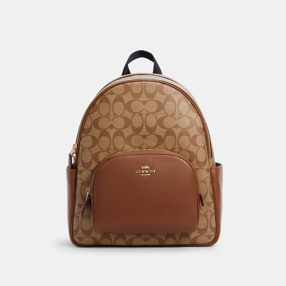 Coach Court Backpack in Signature Canvas in Khaki/Saddle 2