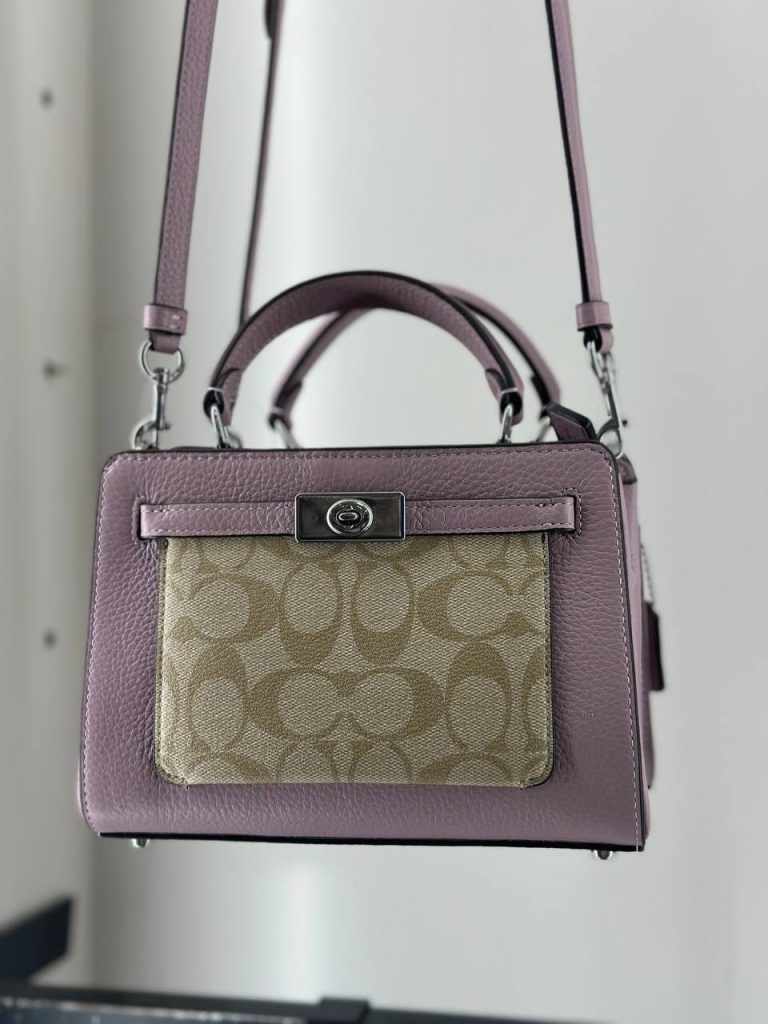 (Pre Order) coach mini lane top handle satchel khaki lilac Amory