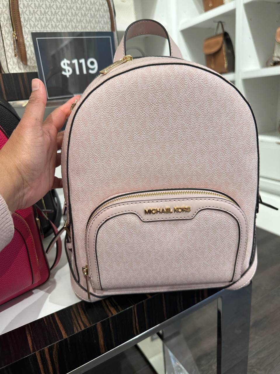 (Pre Order) Michael Kors jaycee medium backpack signature powder blush ...