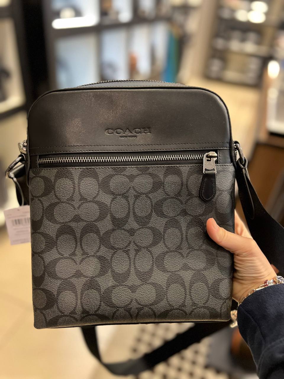 (Pre Order) Coach Houston Flight Bag In Signature Charcoal Black - Amory