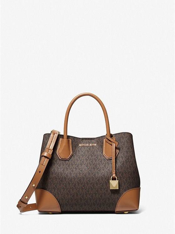 Michael kors Mercer Gallery Small Signature Logo Satchel Brown