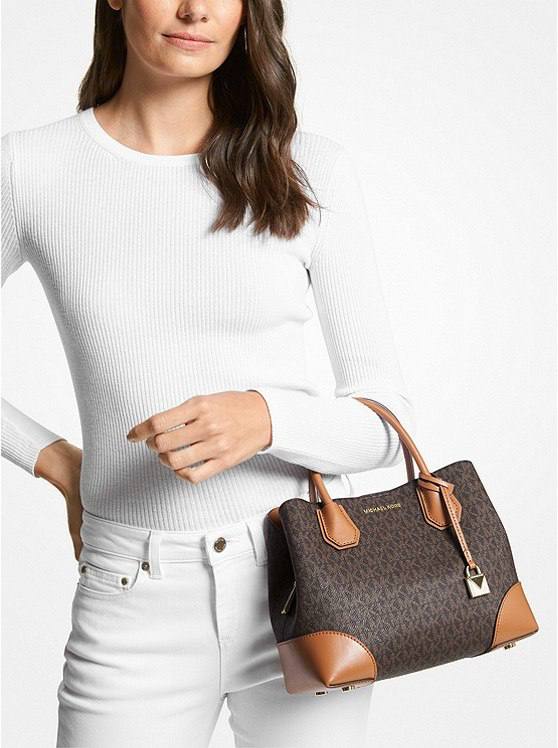 Michael kors Mercer Gallery Small Signature Logo Satchel Brown - Image 3
