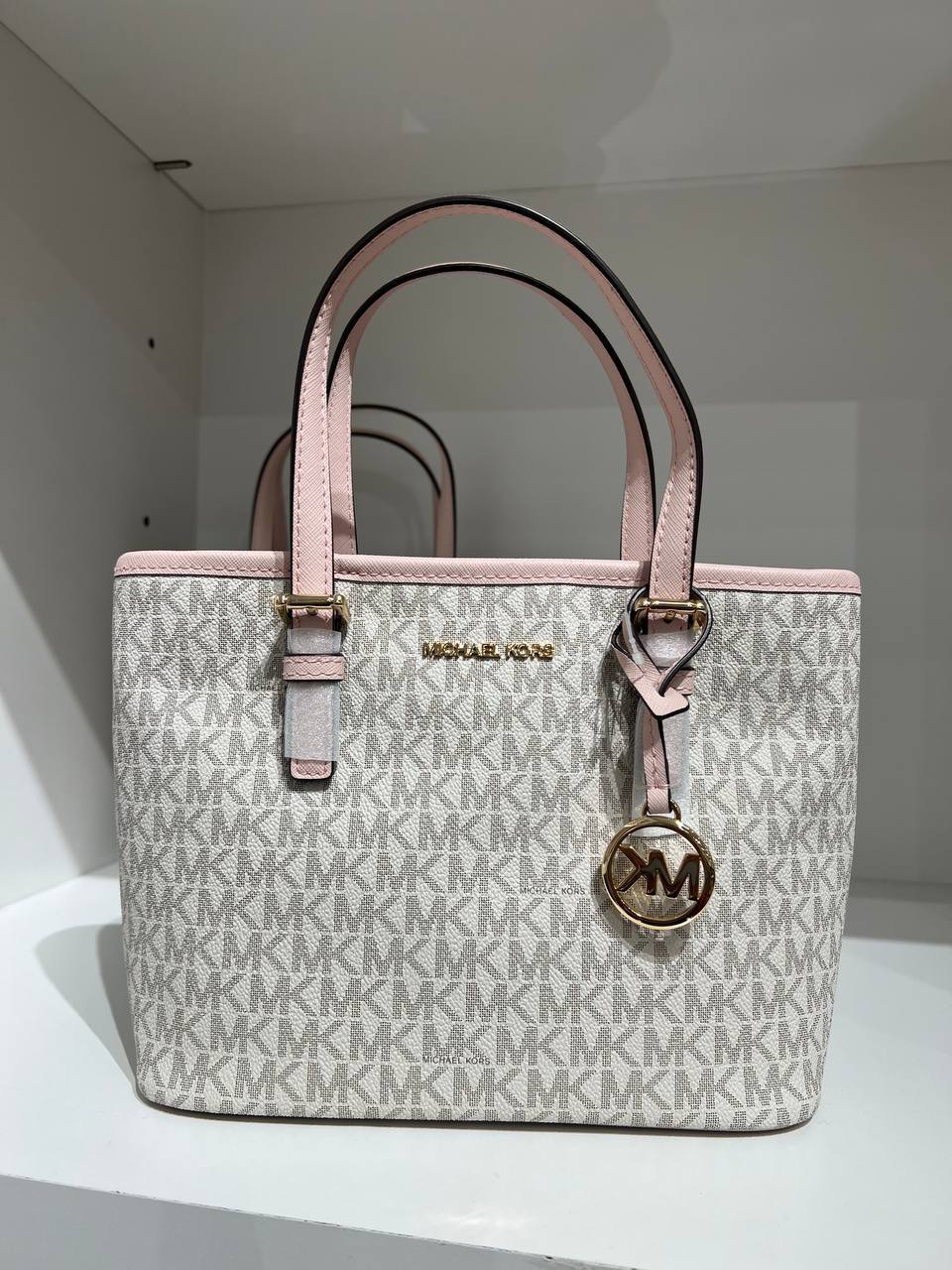 Michael Kors jet set travel xs carryall convertible tz tote signature vanilla powder blush - Image 2