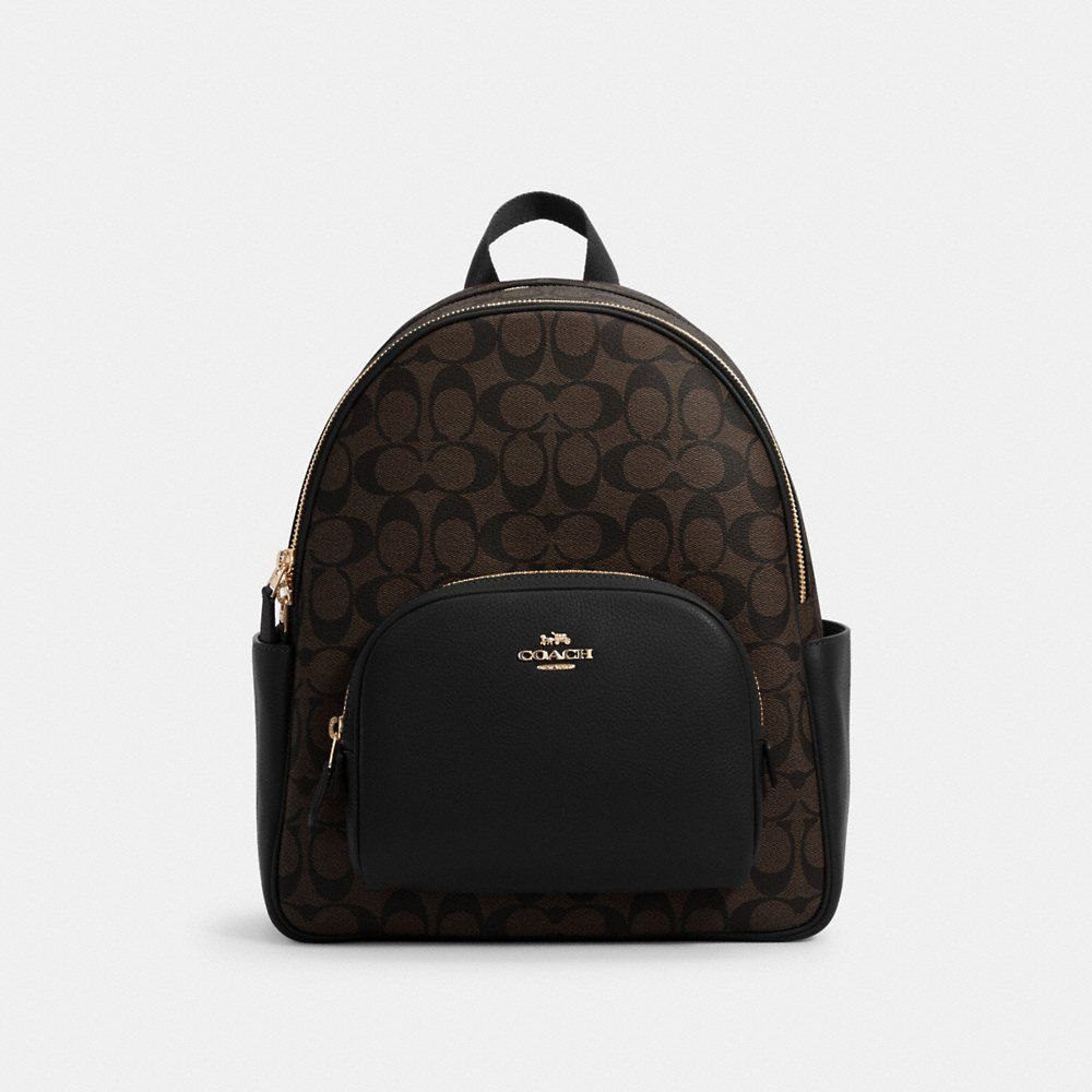(Pre Order) Coach Signature Court Backpack in Brown/Black