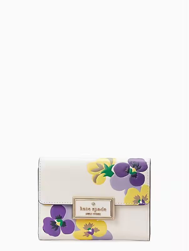 (Pre Order) Kate Spade reegan pansies printed medium flap wallet