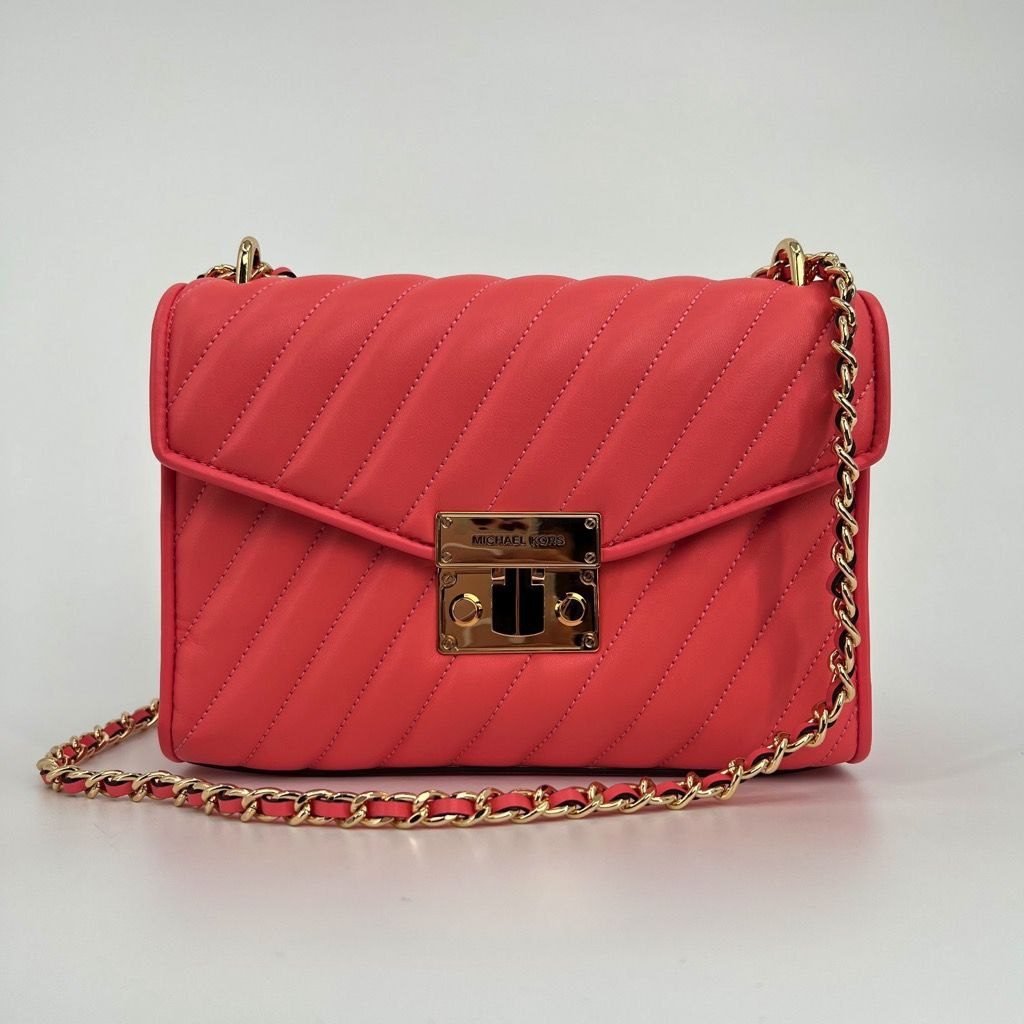 (Pre Order) Michael Kors Rose Medium Flap Shoulder in Grapefruit - Amory