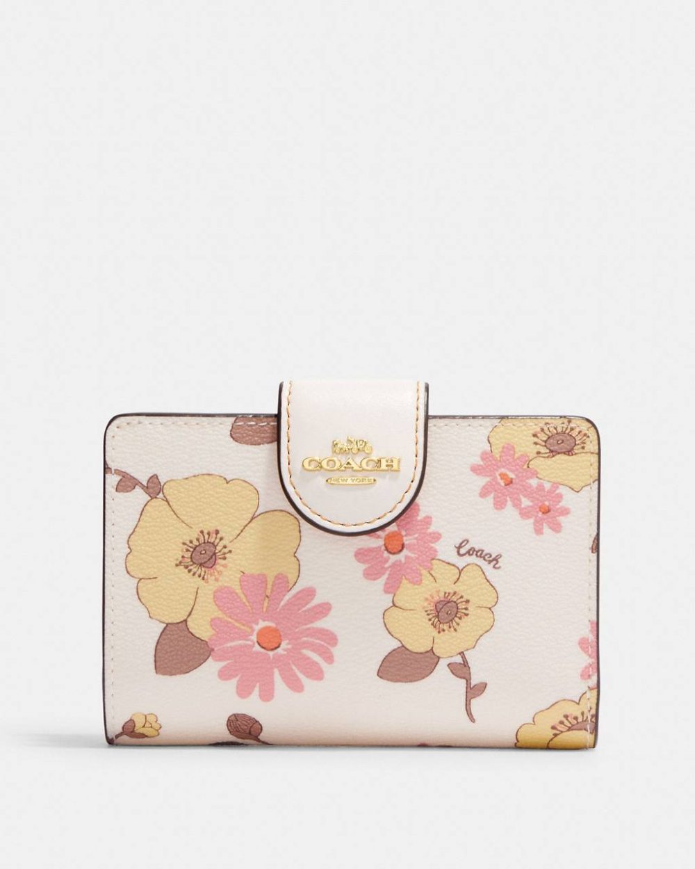 (Pre Order) Coach Medium Corner Zip Wallet With Floral Cluster Print ...