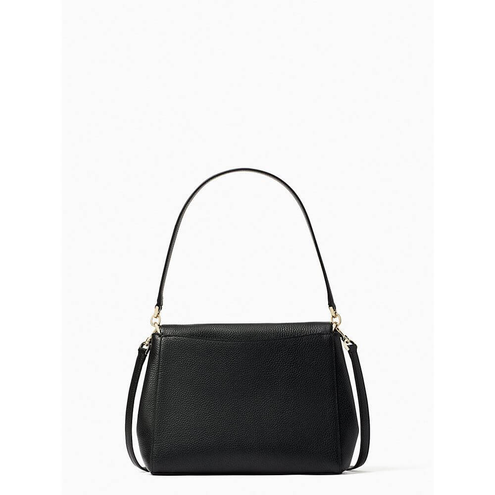 Kate Spade Leila Pebbled Leather Medium Flap Bag in Black - Image 2