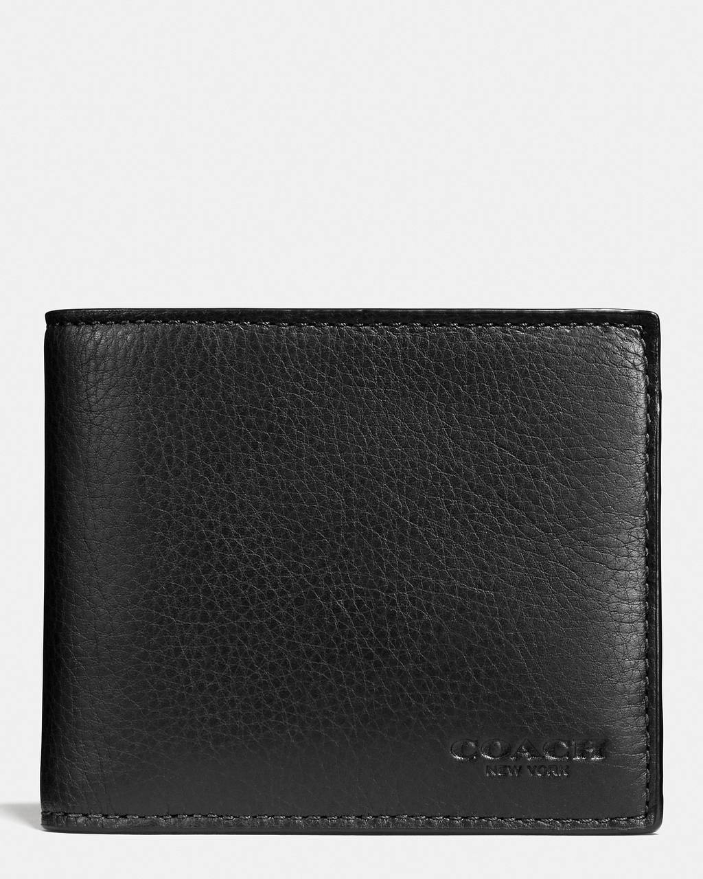 Coach compact id wallet in black