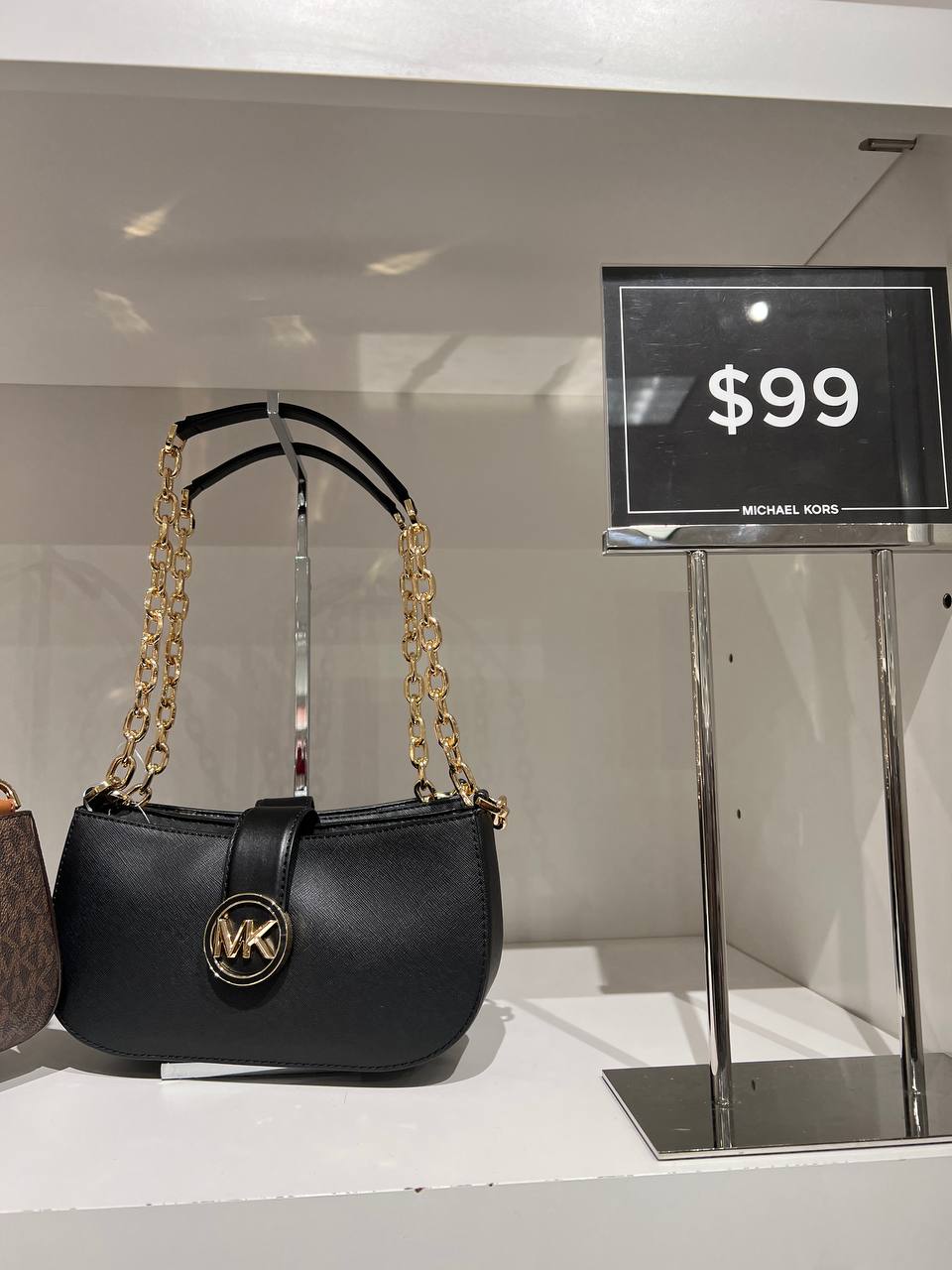 Michael Kors Carmen XS Leather Pouchette Shoulder Bag (Black): Handbags