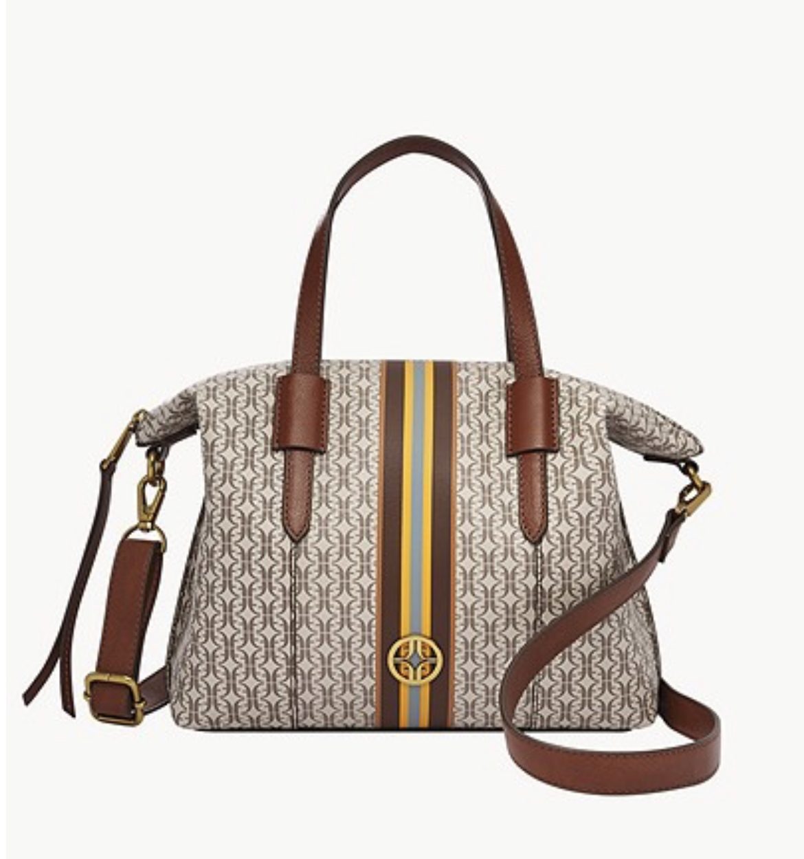 (Pre Order) fossil skylar satchel neutral stripe