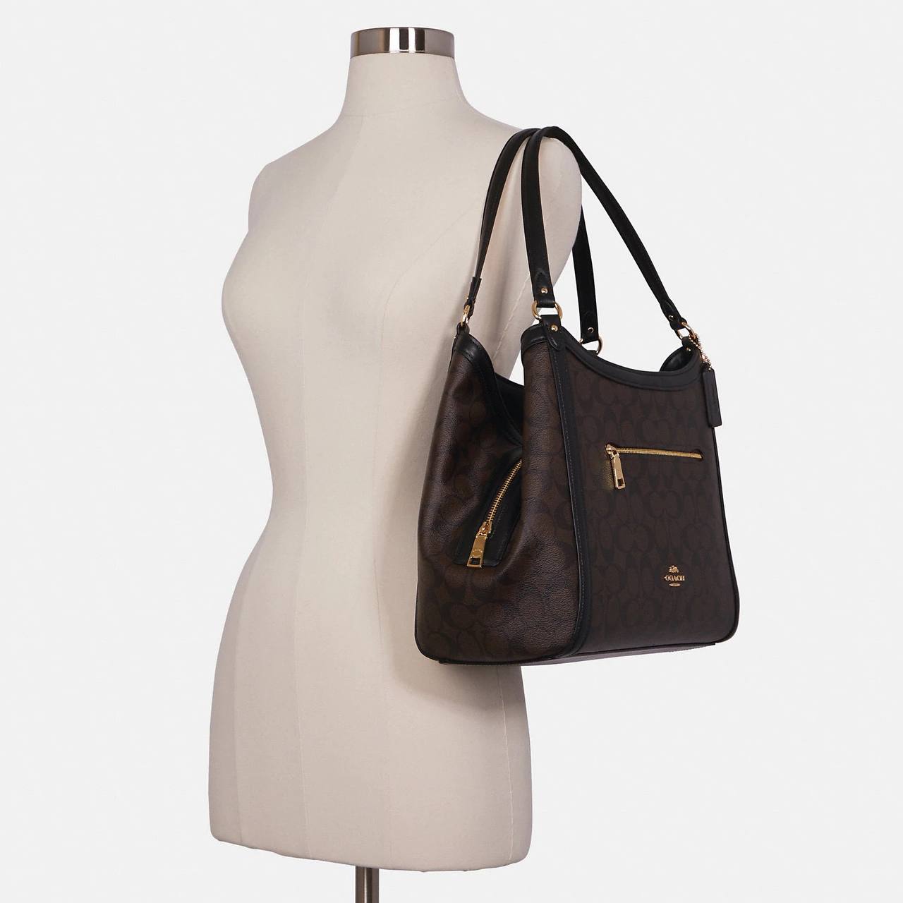 Coach Kristy Shoulder Bag in Signature Canvas in Brown/Black (C6232) - Image 4