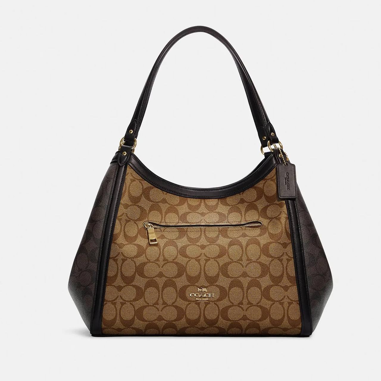 Coach Kristy Shoulder Bag In Blocked Signature Canvas in Khaki Brown Multi (C6831)