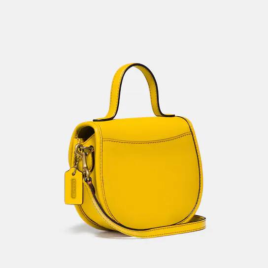 Coach Mini Top Handle Saddle Bag in Lemon Amory