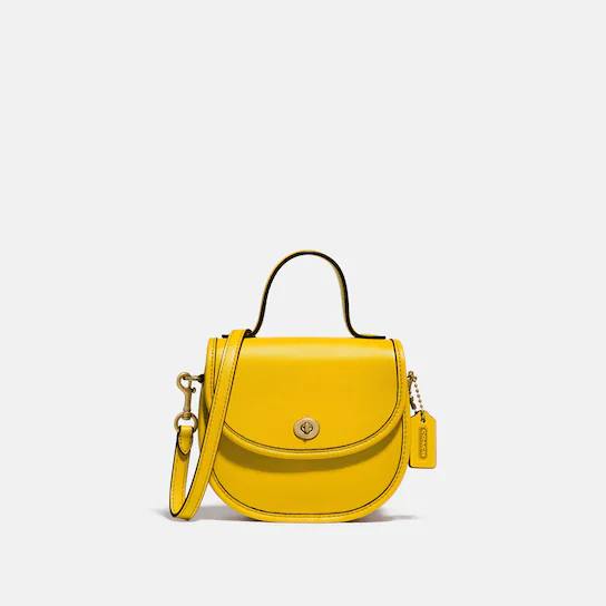 Coach Mini Top Handle Saddle Bag in Lemon Amory