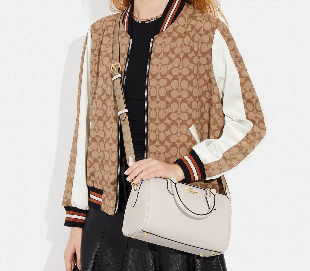 Coach Rowan Satchel With Signature Canvas Detail in Chalk - Image 3