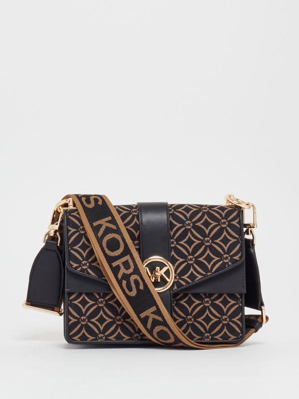 (Pre Order) Michael Kors Greenwich woman bag with jacquard logo Brown ...