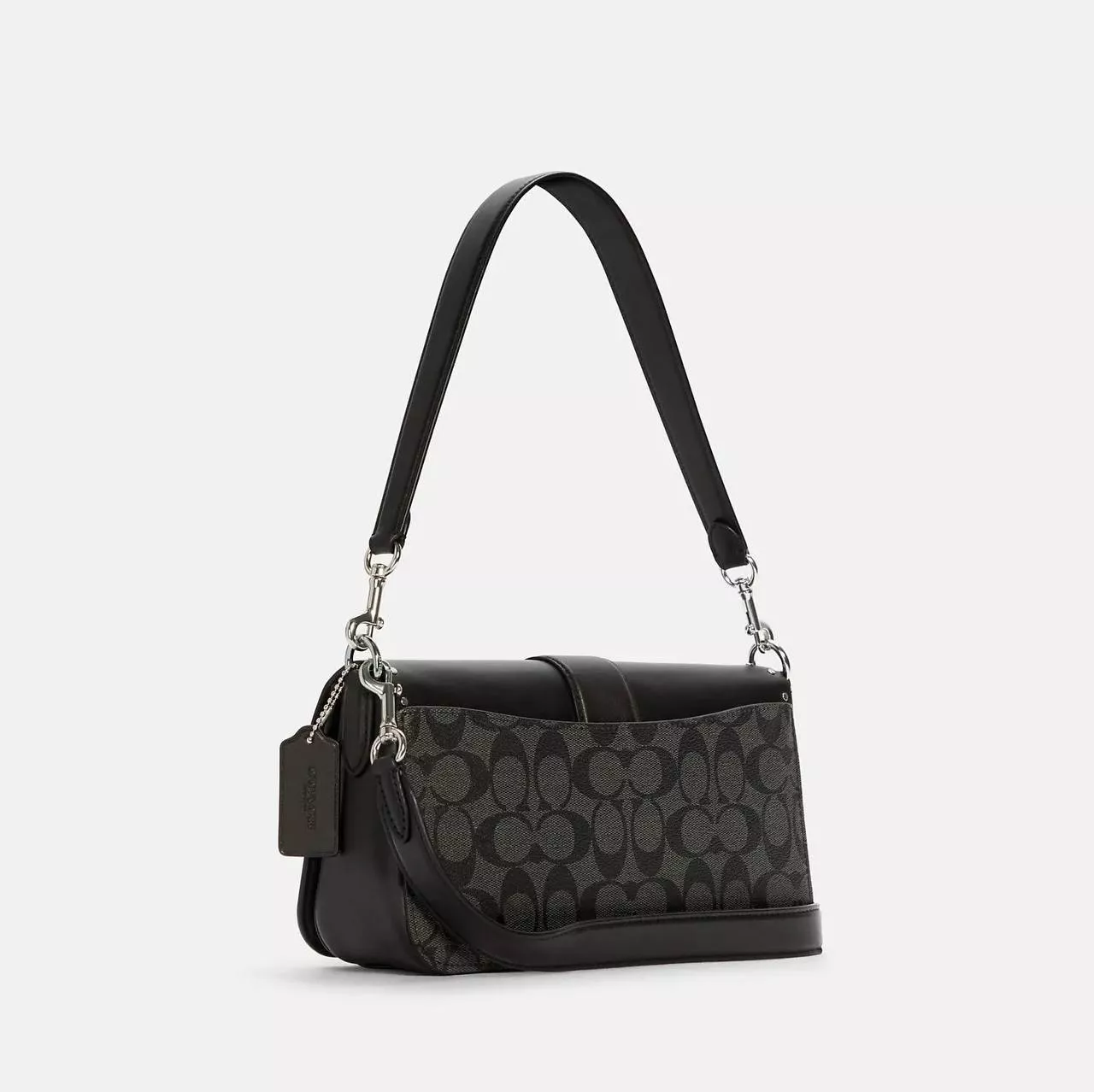 Coach Georgie Shoulder Bag in Colorblock Signature Canvas With Rivets in Graphite/Black Multi - Image 2