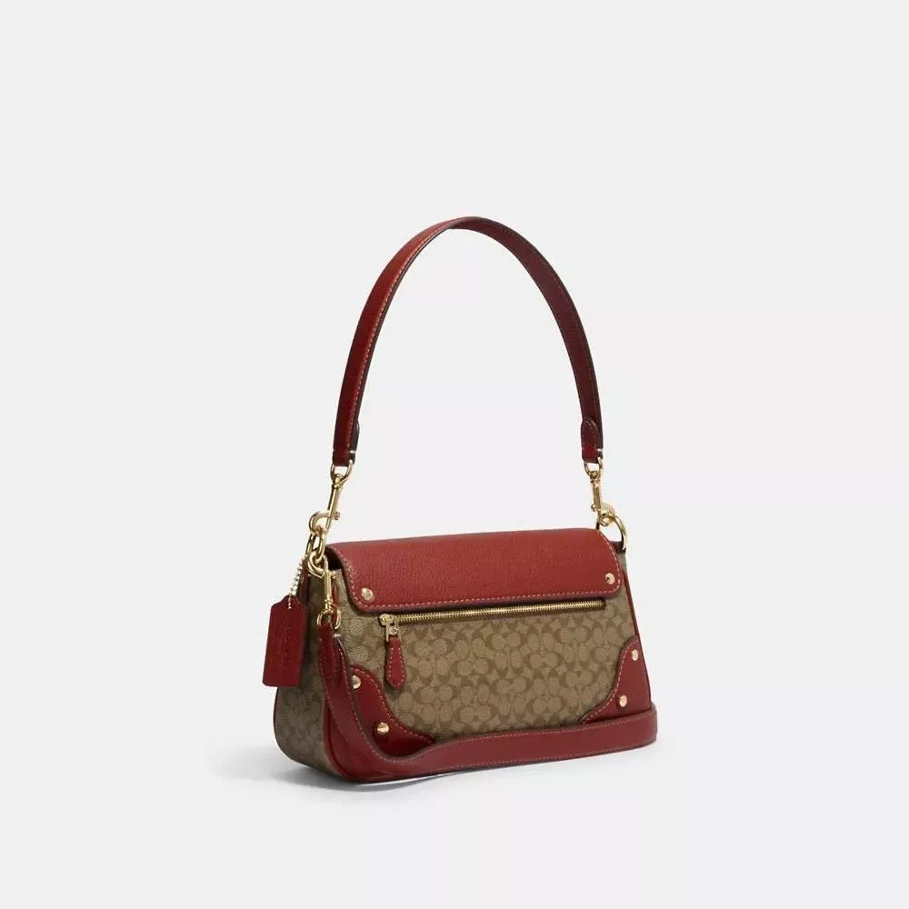 Coach Millie Shoulder Bag In Colorblock Signature Canvas in Khaki/Terracotta - Image 2