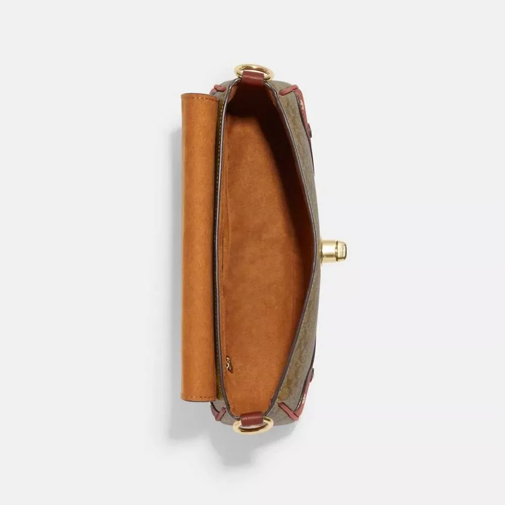 Coach Millie Shoulder Bag In Colorblock Signature Canvas in Khaki/Terracotta - Image 3