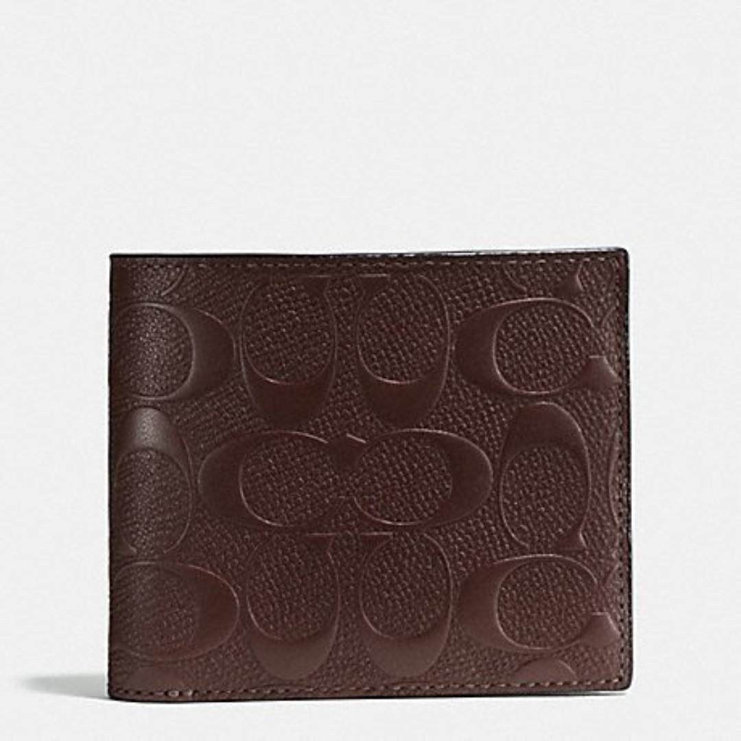(USA Ready Stock) coach debossed signature wallet in mahogany