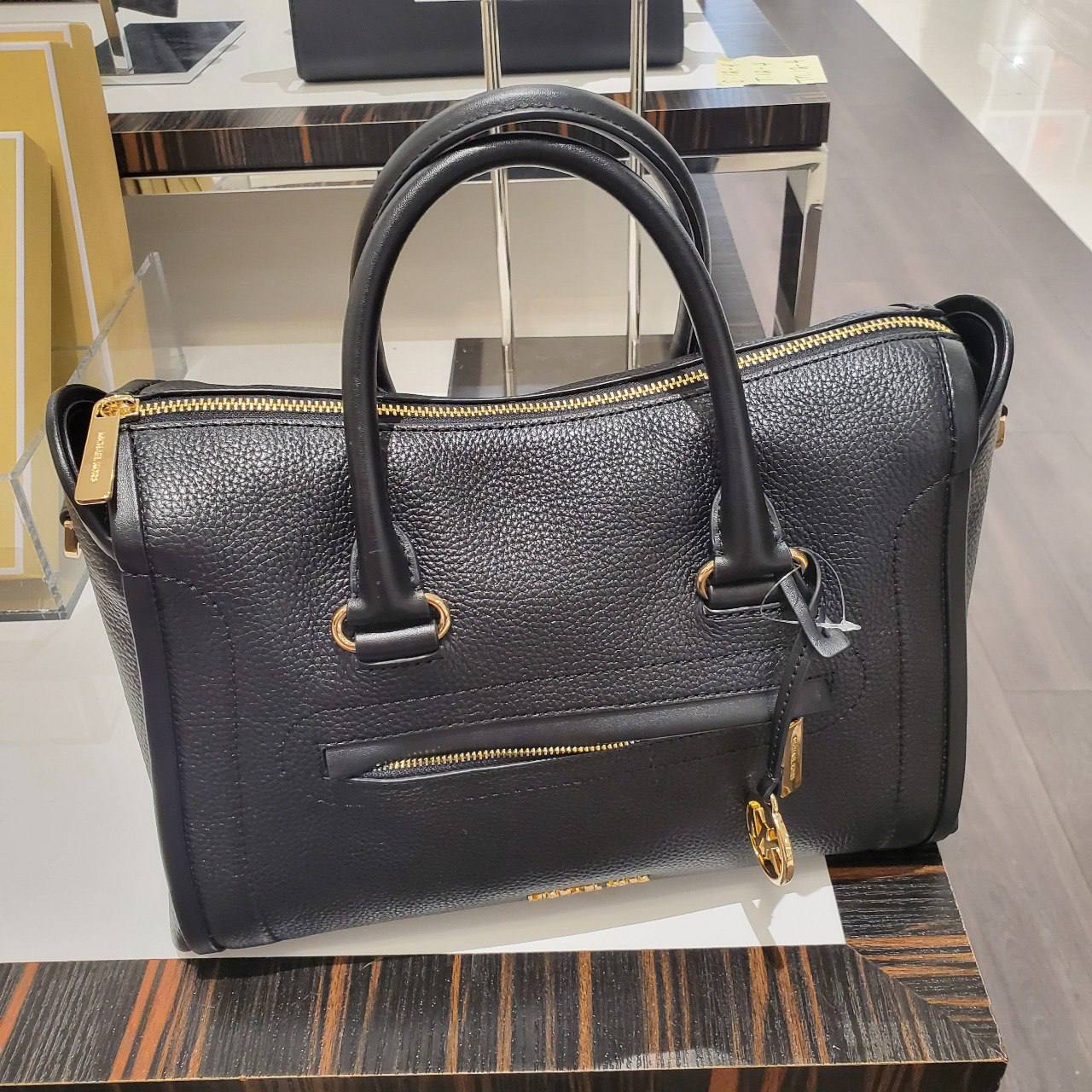 (Pre Order) Michael Kors carine large satchel in black - Amory