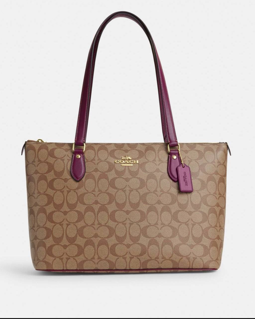 (Pre Order) coach gallery tote in khaki purple - Amory