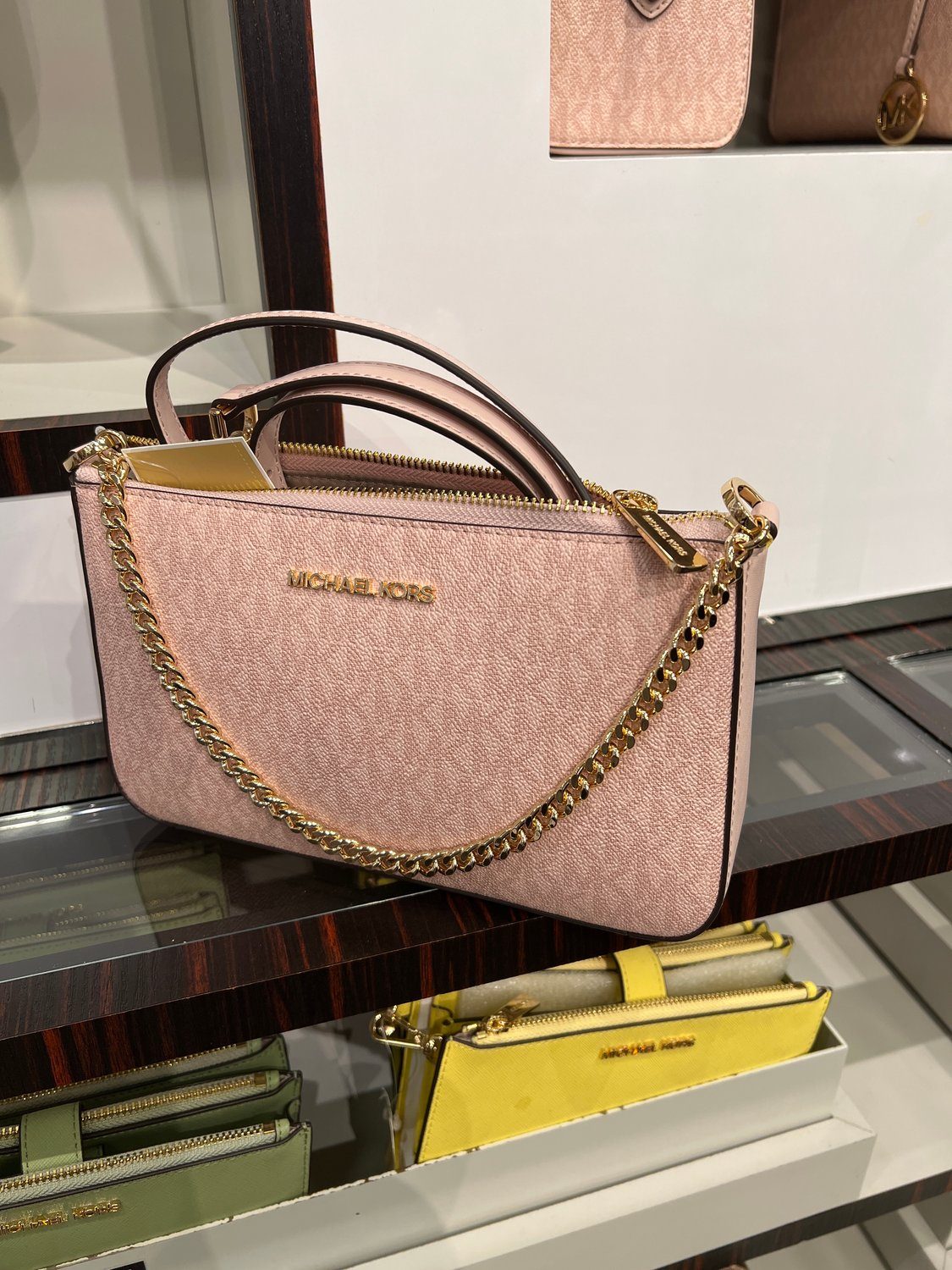 (USA Ready Stock) Michael Kors Jet Set Medium Zip Pouchette in dark powder blush