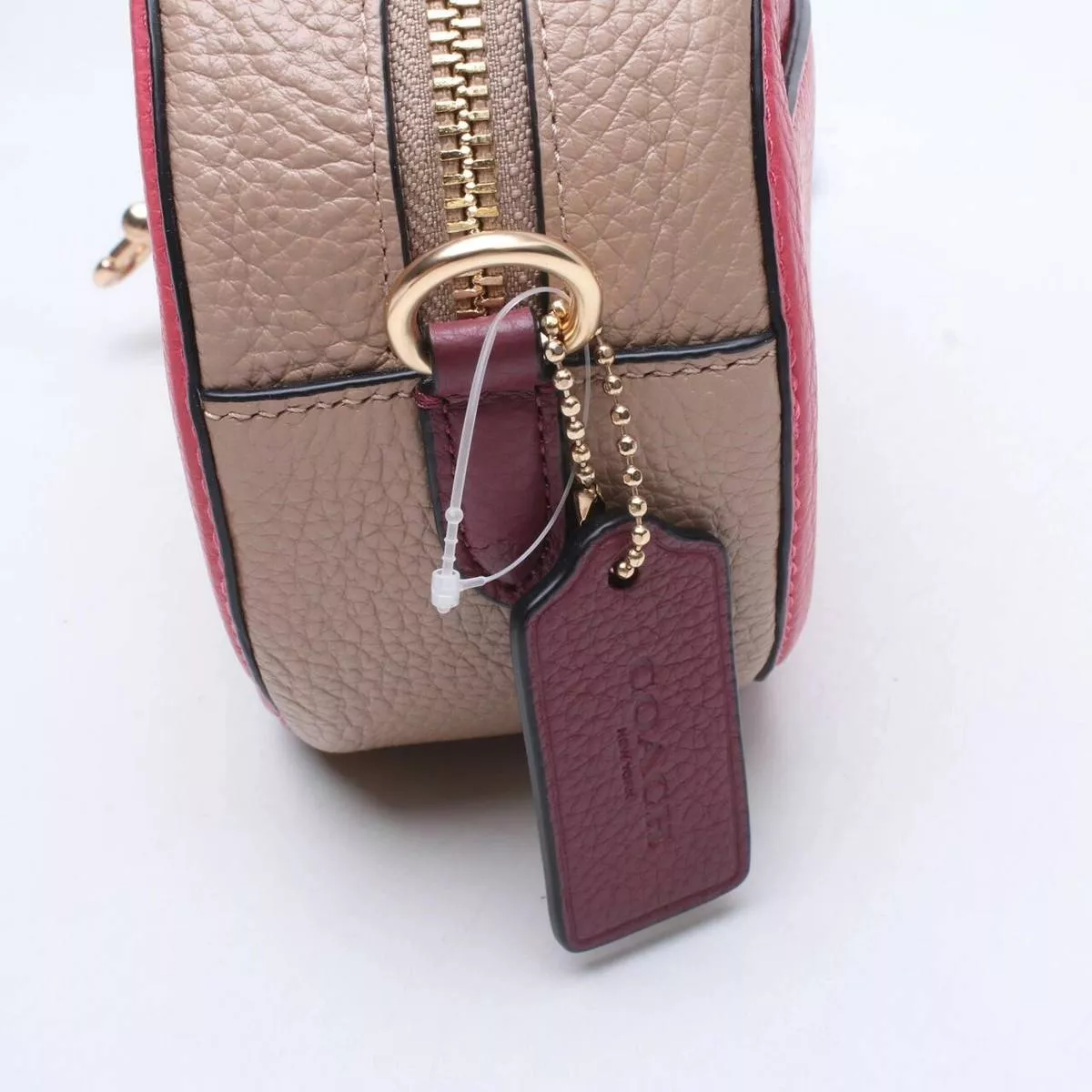 Coach Embossed Leather Horse & Carriage Crossbody in Poppy/Vintage Mauve - Image 7