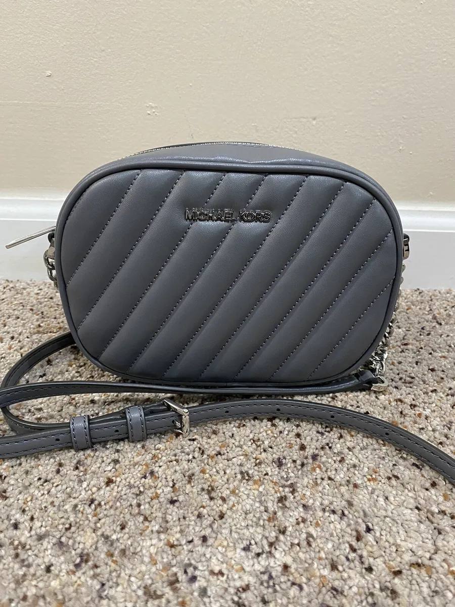 (DEFECT) Michael Kors Rose Small Oval Camera Crossbody in Heather Grey