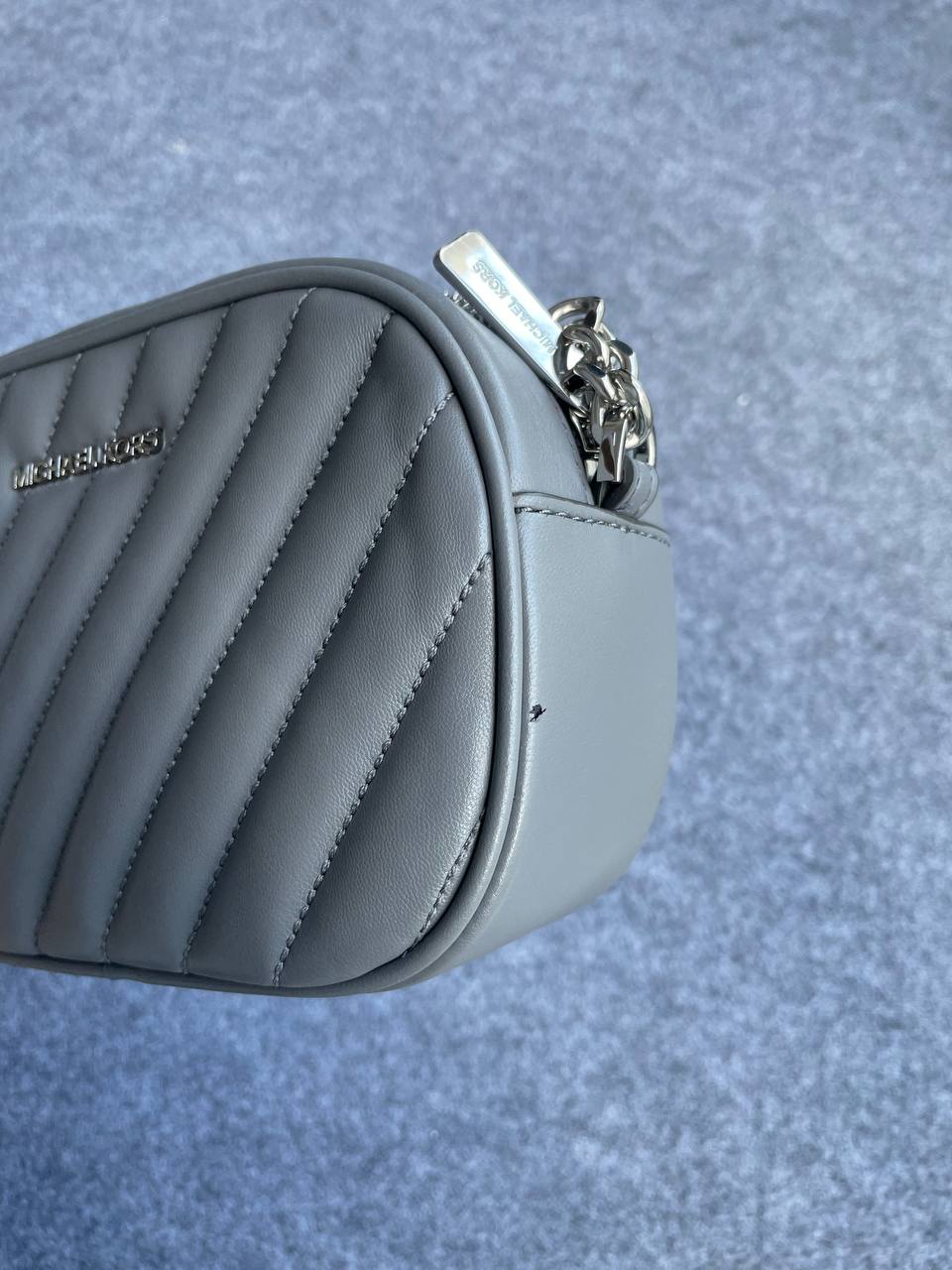 (DEFECT) Michael Kors Rose Small Oval Camera Crossbody in Heather Grey - Image 2