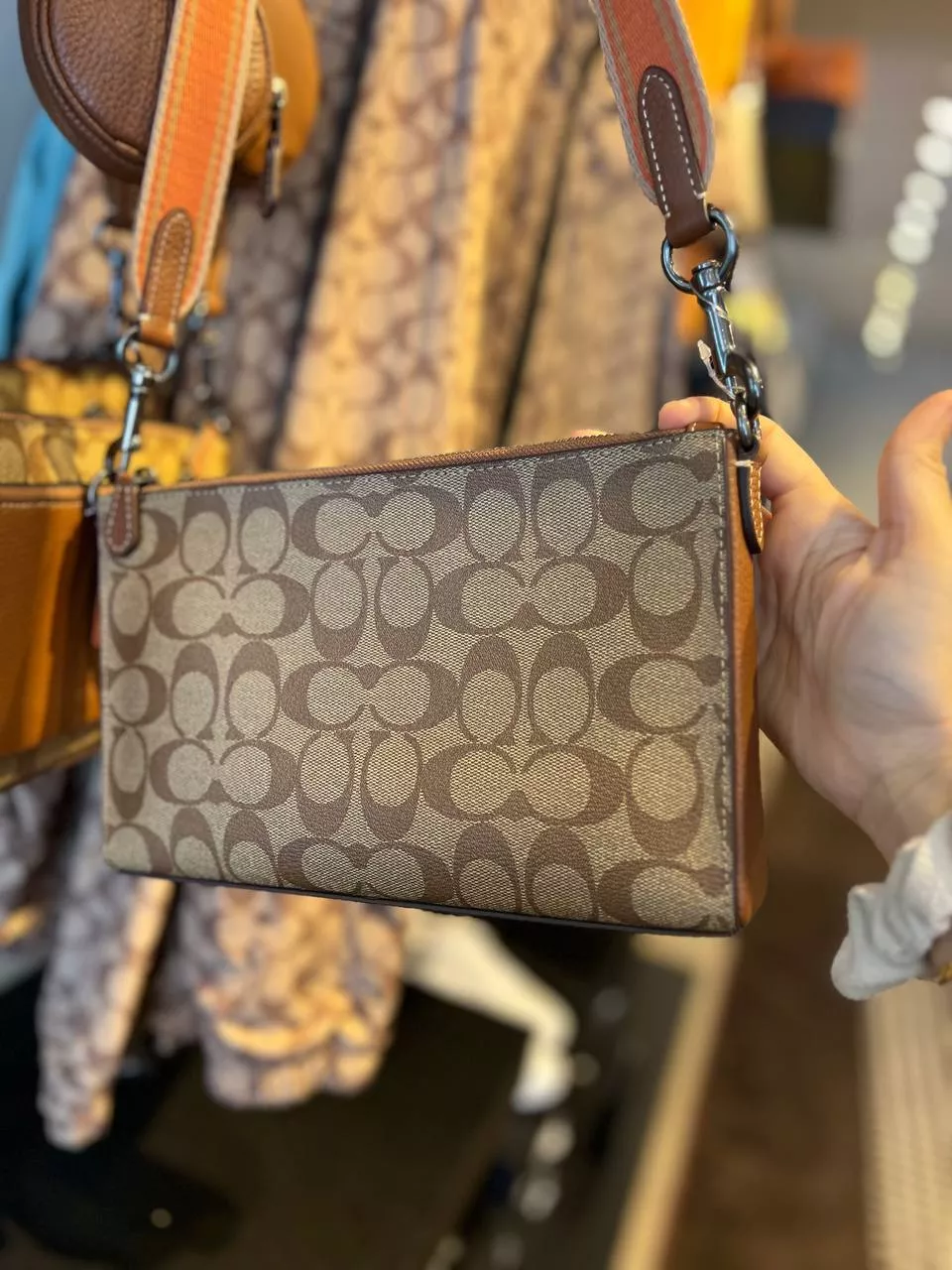 Coach Holden Crossbody In Colorblock Signature Canvas in Khaki/Saddle Multi - Image 6