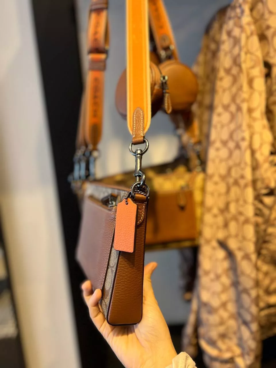 Coach Holden Crossbody In Colorblock Signature Canvas in Khaki/Saddle Multi - Image 7