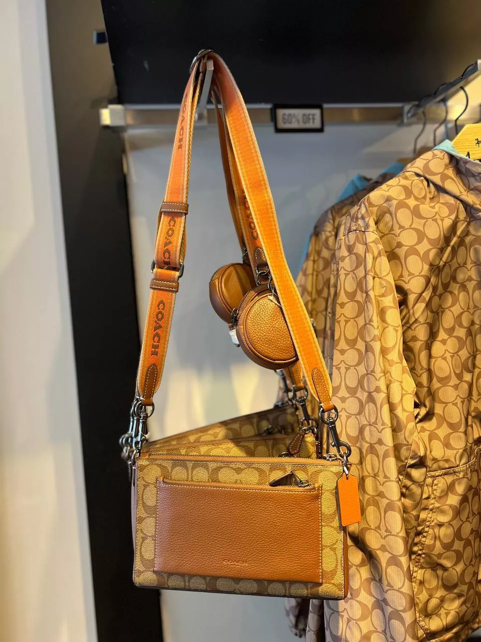 Coach Holden Crossbody In Colorblock Signature Canvas in Khaki/Saddle Multi - Image 9