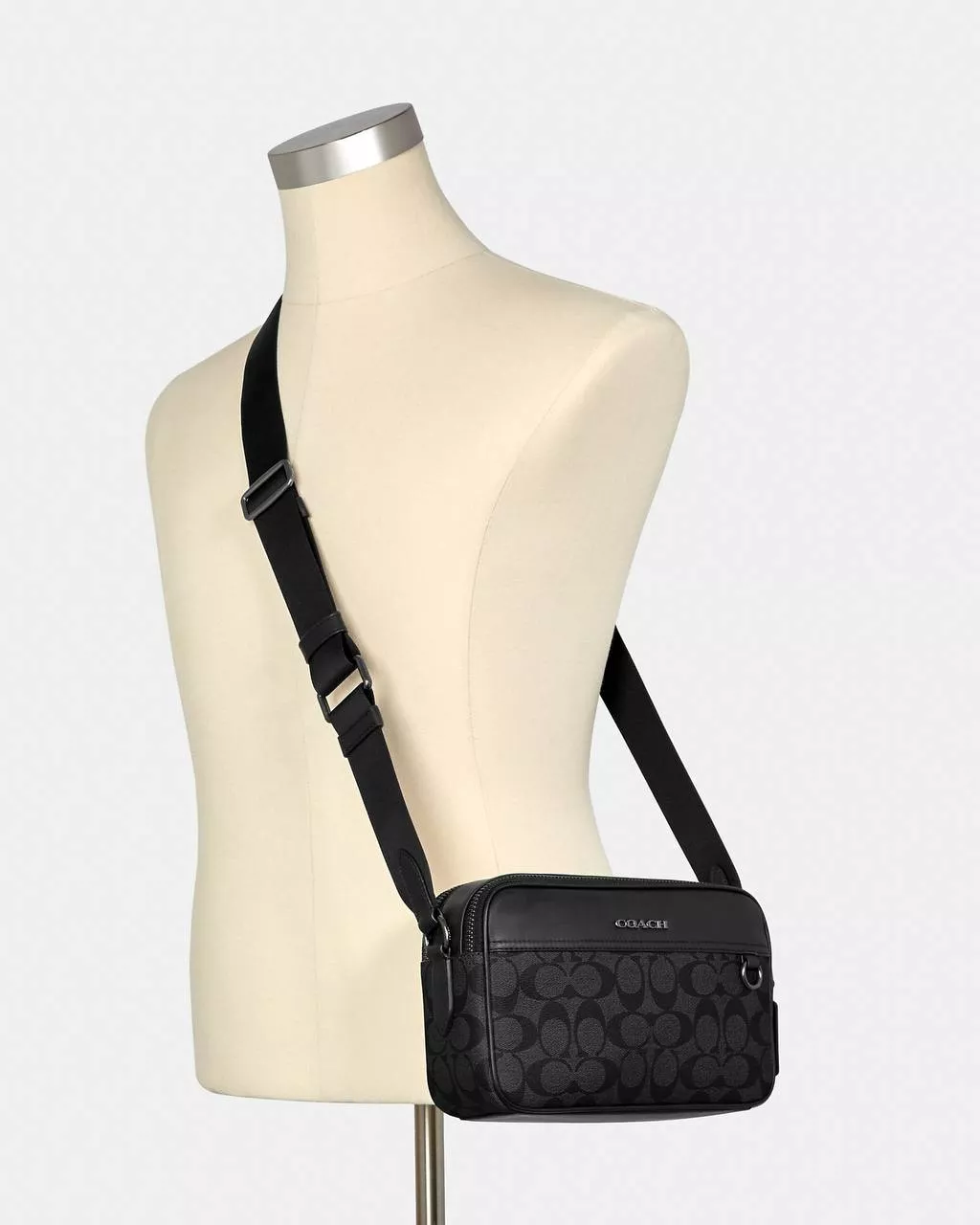 Coach Graham Crossbody In Signature Canvas Charcoal Black - Image 2