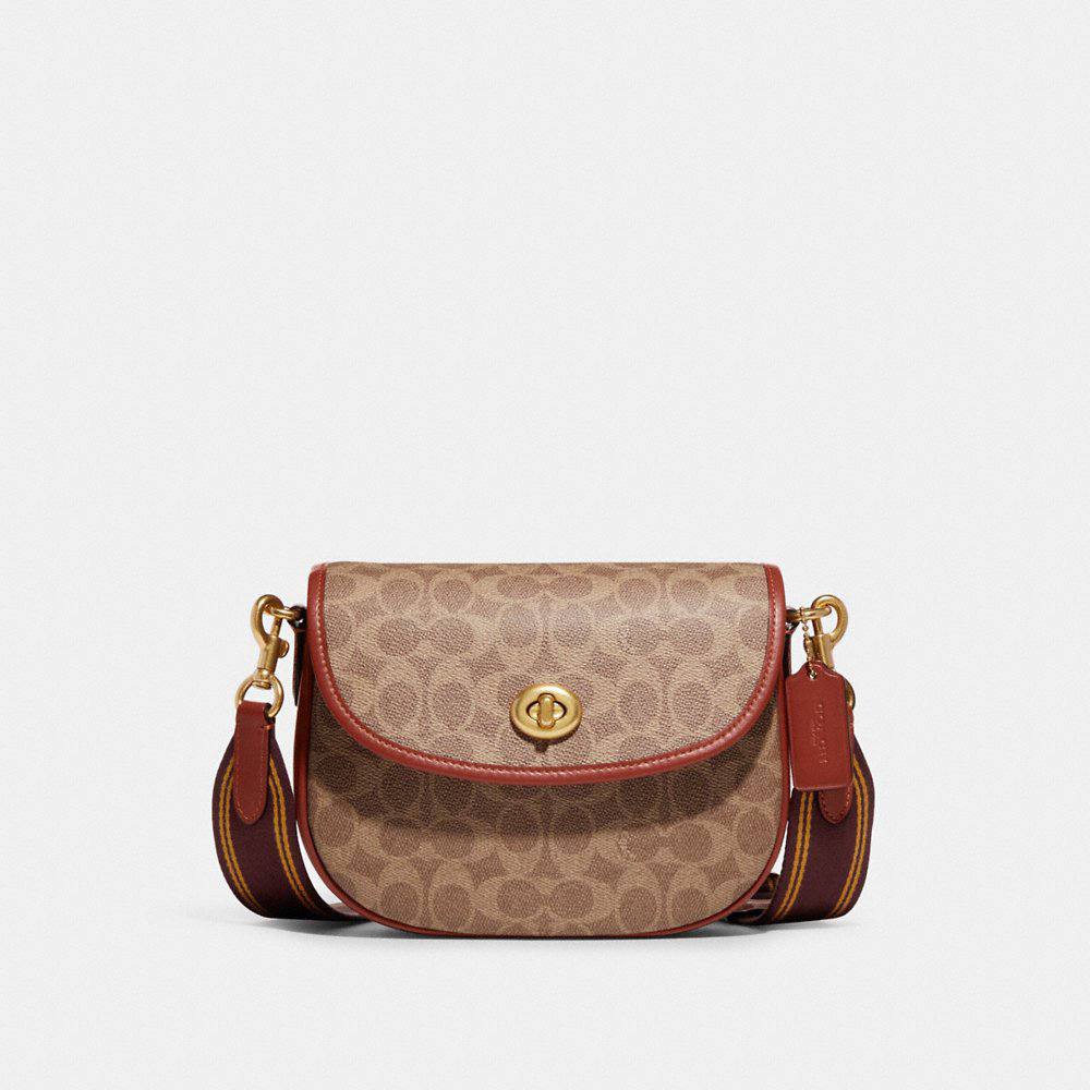 Coach Willow Saddle Bag In Signature Canvas in Tan/Rust - Coach Retail