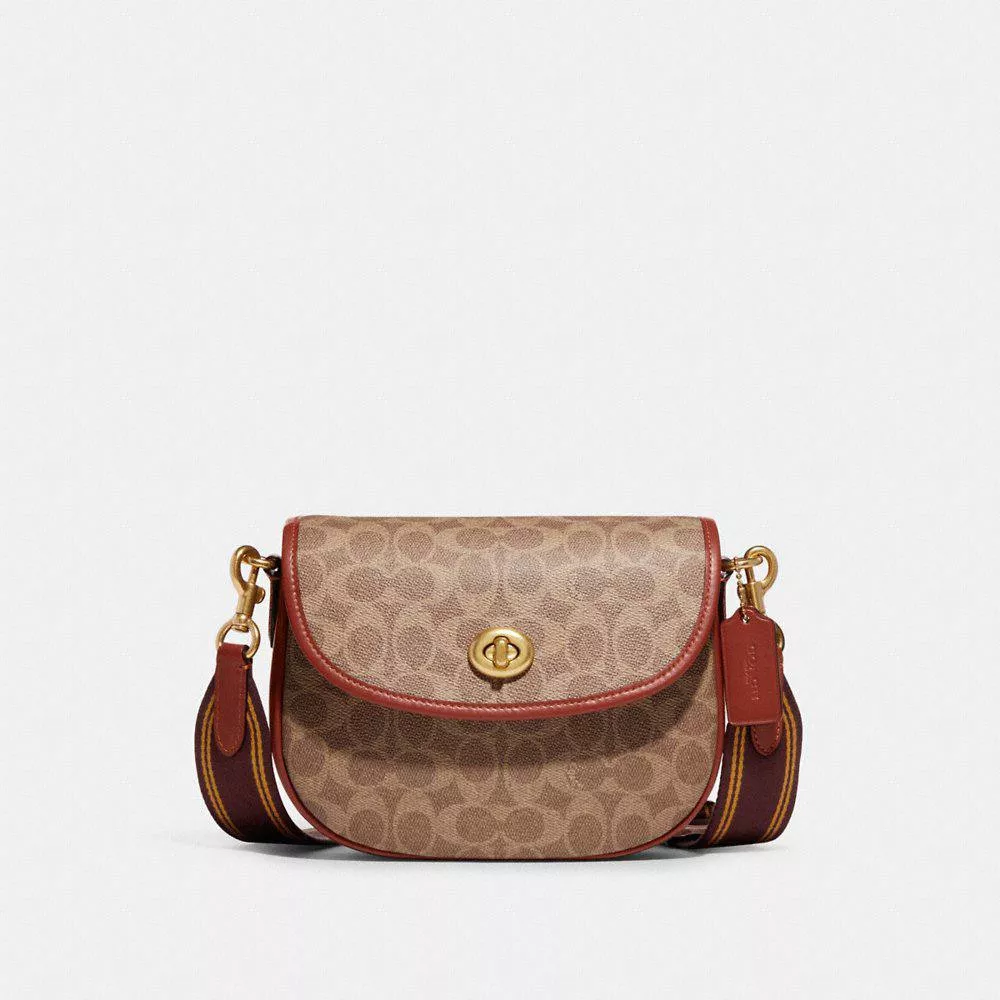Coach Willow Saddle Bag In Signature Canvas in Tan/Rust - Coach Retail